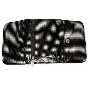 VTG 2000's Y2K Unisex Black White Mini Polka Dot Snap Wallet w/Zipper pocket